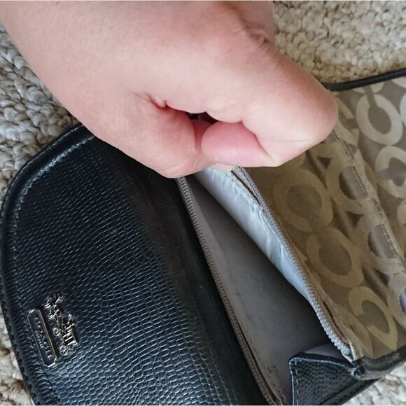 Coach Madison gray op art signature jacquard fabric and Leather Trifold Wallet - Picture 8 of 12